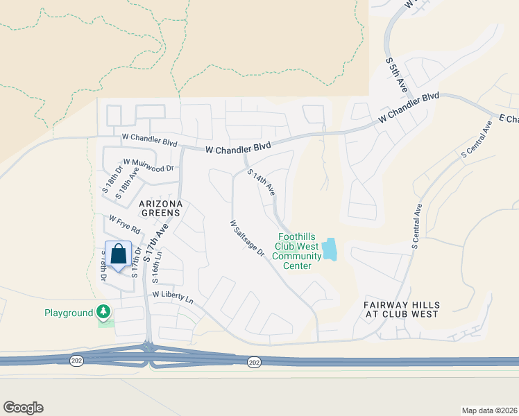 map of restaurants, bars, coffee shops, grocery stores, and more near 16048 South 14th Drive in Phoenix