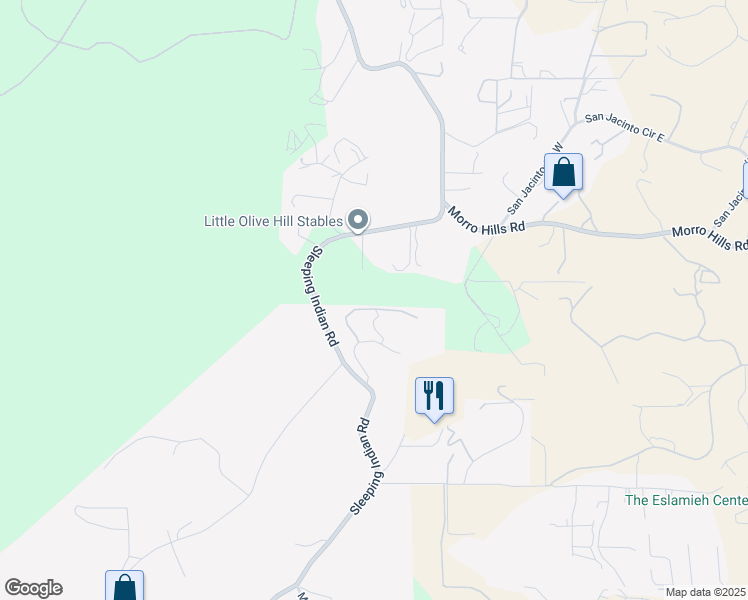 map of restaurants, bars, coffee shops, grocery stores, and more near 6542 Indian Trail Way in Fallbrook