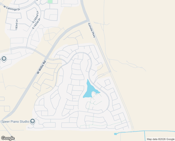 map of restaurants, bars, coffee shops, grocery stores, and more near 16093 South 178th Avenue in Goodyear