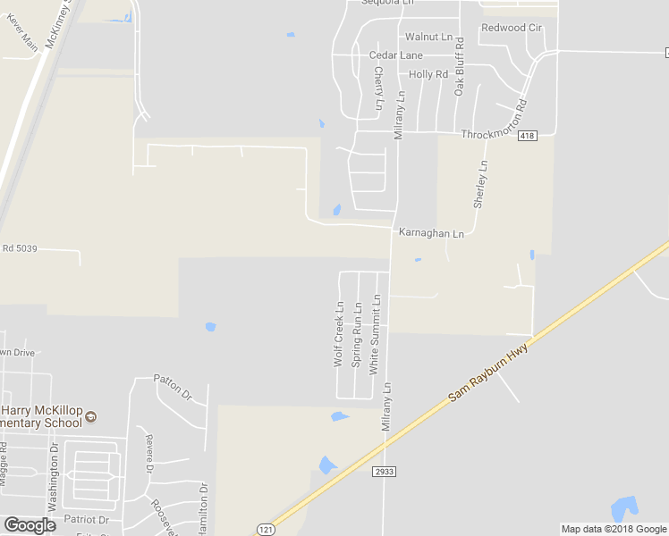 map of restaurants, bars, coffee shops, grocery stores, and more near 3823 Wolf Creek Lane in Melissa