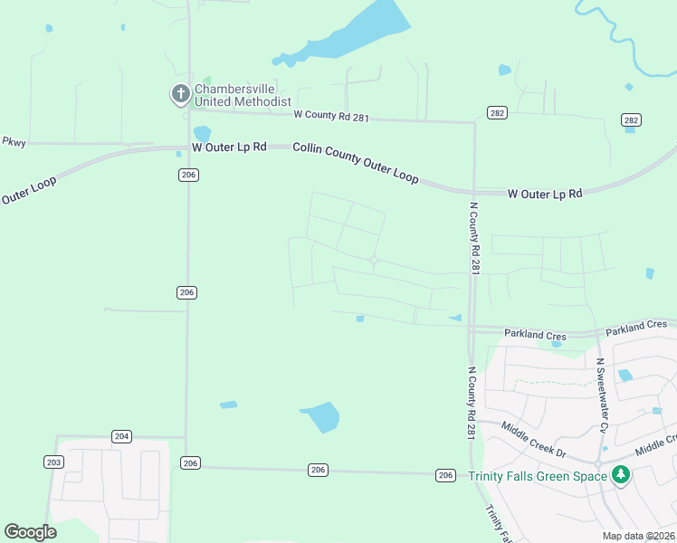 map of restaurants, bars, coffee shops, grocery stores, and more near 9261-9267 County Road 281 in McKinney