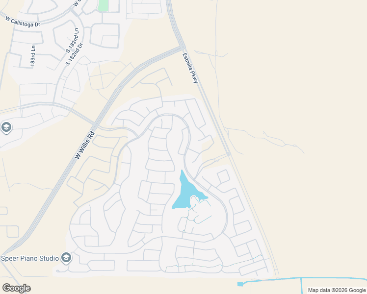map of restaurants, bars, coffee shops, grocery stores, and more near 16093 South 178th Avenue in Goodyear
