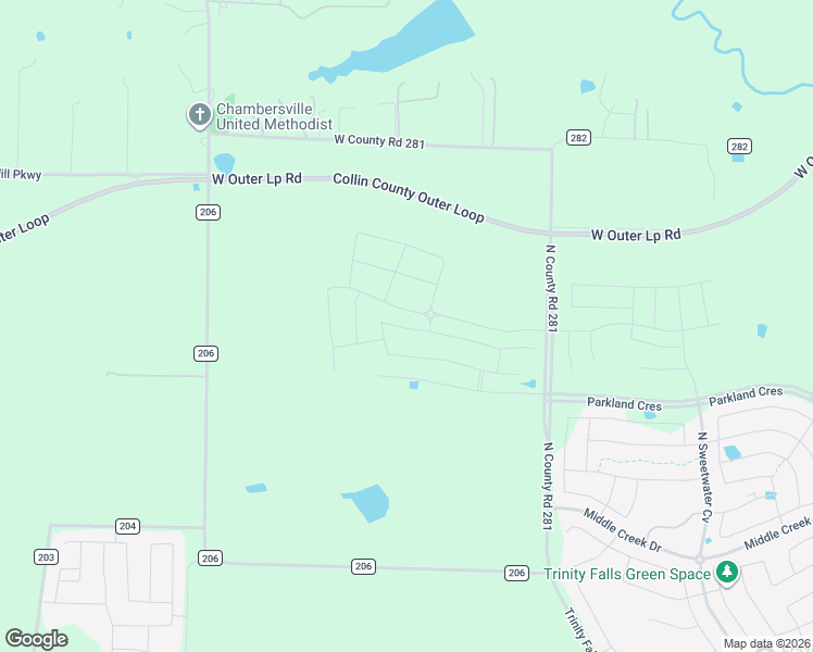 map of restaurants, bars, coffee shops, grocery stores, and more near 9261-9267 County Road 281 in McKinney