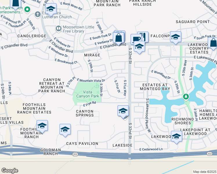 map of restaurants, bars, coffee shops, grocery stores, and more near 16050 South 31st Street in Phoenix