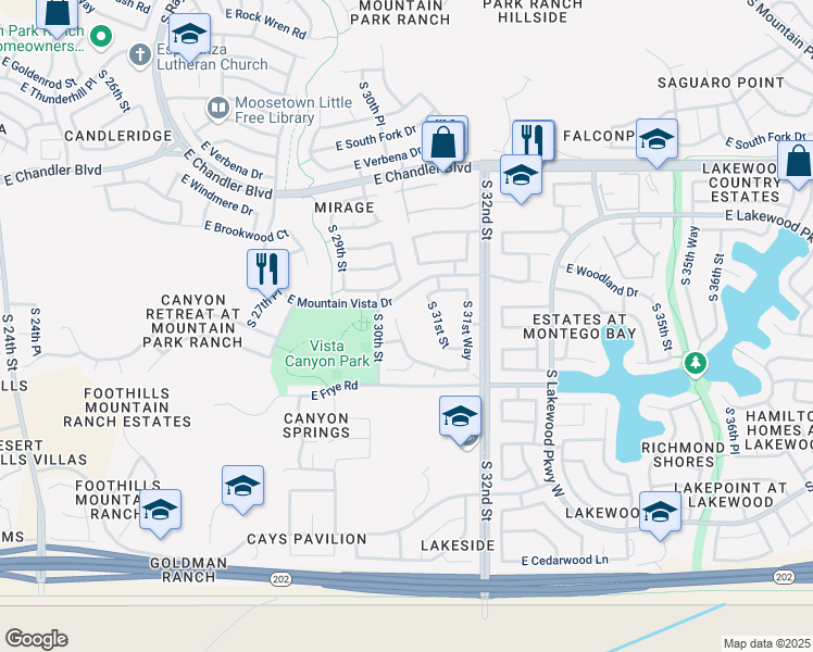 map of restaurants, bars, coffee shops, grocery stores, and more near 16050 South 31st Street in Phoenix