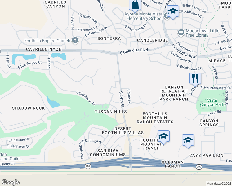 map of restaurants, bars, coffee shops, grocery stores, and more near 2338 East Hiddenview Drive in Phoenix