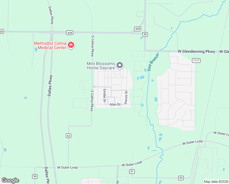 map of restaurants, bars, coffee shops, grocery stores, and more near 1412 Sayhope Way in Celina