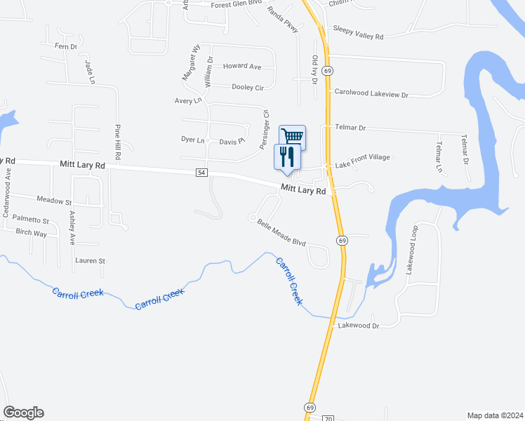 map of restaurants, bars, coffee shops, grocery stores, and more near 11832 Belle Meade Cir in Northport