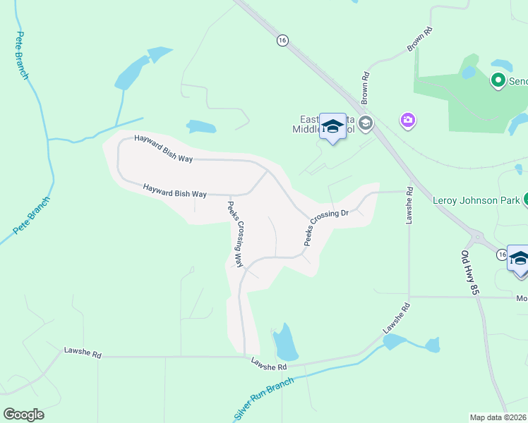map of restaurants, bars, coffee shops, grocery stores, and more near 60 Laura Way in Senoia