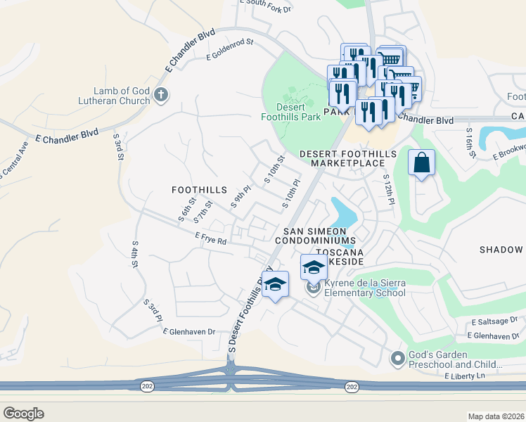 map of restaurants, bars, coffee shops, grocery stores, and more near 1011 East Amberwood Drive in Phoenix