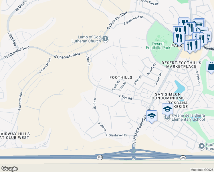 map of restaurants, bars, coffee shops, grocery stores, and more near 418 East Silverwood Drive in Phoenix