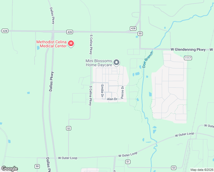 map of restaurants, bars, coffee shops, grocery stores, and more near 1412 Sayhope Way in Celina
