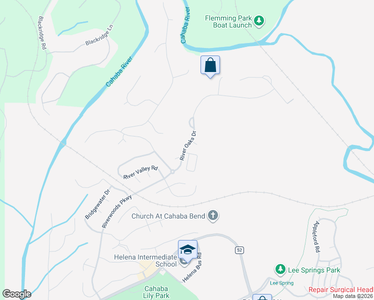 map of restaurants, bars, coffee shops, grocery stores, and more near 479 River Oaks Lane in Helena
