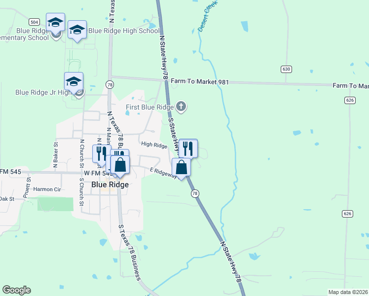 map of restaurants, bars, coffee shops, grocery stores, and more near 104 Brenda Circle in Blue Ridge
