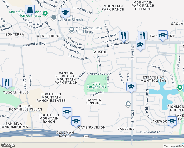 map of restaurants, bars, coffee shops, grocery stores, and more near 2800 East Mountain Vista Drive in Phoenix