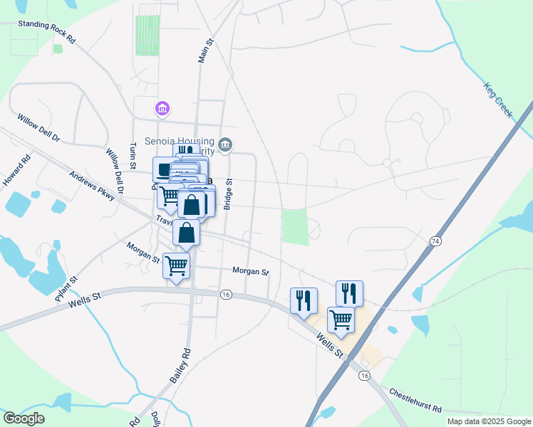 map of restaurants, bars, coffee shops, grocery stores, and more near 365 Seavy Street in Senoia