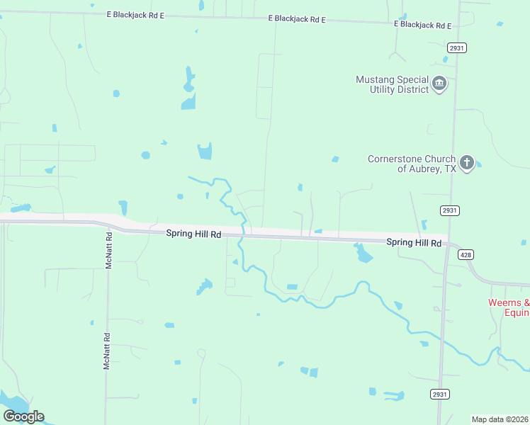 map of restaurants, bars, coffee shops, grocery stores, and more near 2220 Spring Hill Road in Aubrey