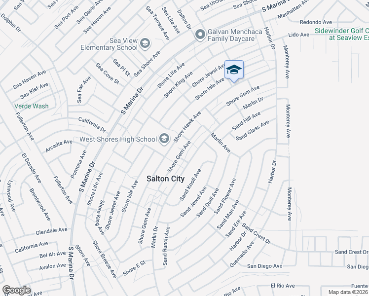 map of restaurants, bars, coffee shops, grocery stores, and more near Shore Gem Avenue in Salton City