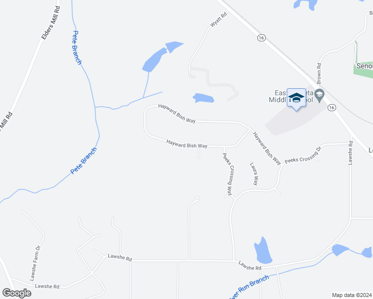 map of restaurants, bars, coffee shops, grocery stores, and more near 535 Hayward Bishop Way in Senoia