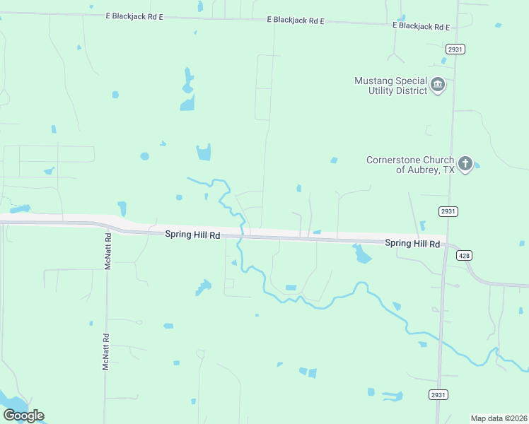 map of restaurants, bars, coffee shops, grocery stores, and more near 2220 Spring Hill Road in Aubrey