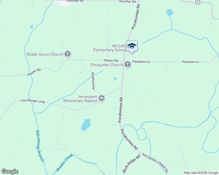 map of restaurants, bars, coffee shops, grocery stores, and more near 7970 Lou George Loop in Bessemer