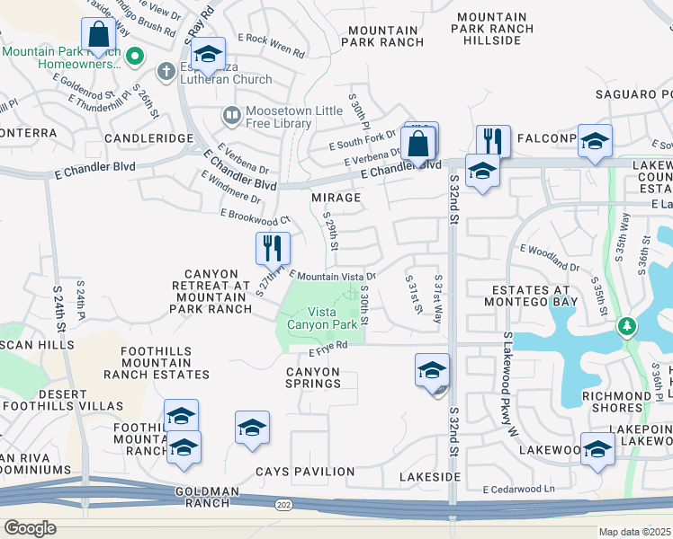 map of restaurants, bars, coffee shops, grocery stores, and more near 2907 East Muirwood Drive in Phoenix