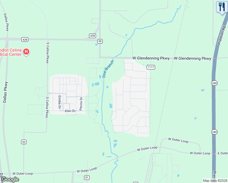 map of restaurants, bars, coffee shops, grocery stores, and more near 5600-5898 Pvt Road 5281 in Celina