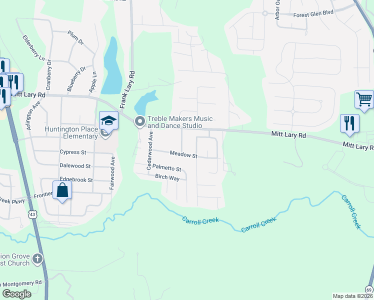 map of restaurants, bars, coffee shops, grocery stores, and more near 11850 Ashley Avenue in Northport
