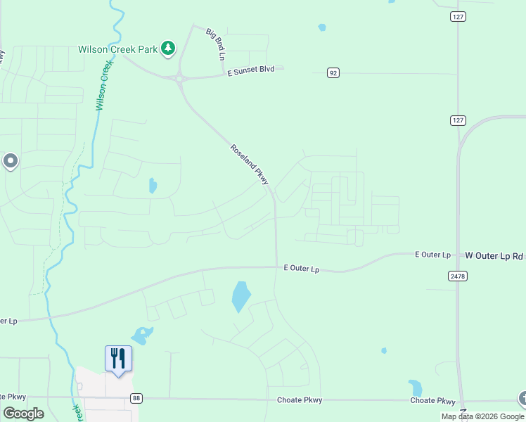 map of restaurants, bars, coffee shops, grocery stores, and more near 2416 Moonstruck Place in Celina