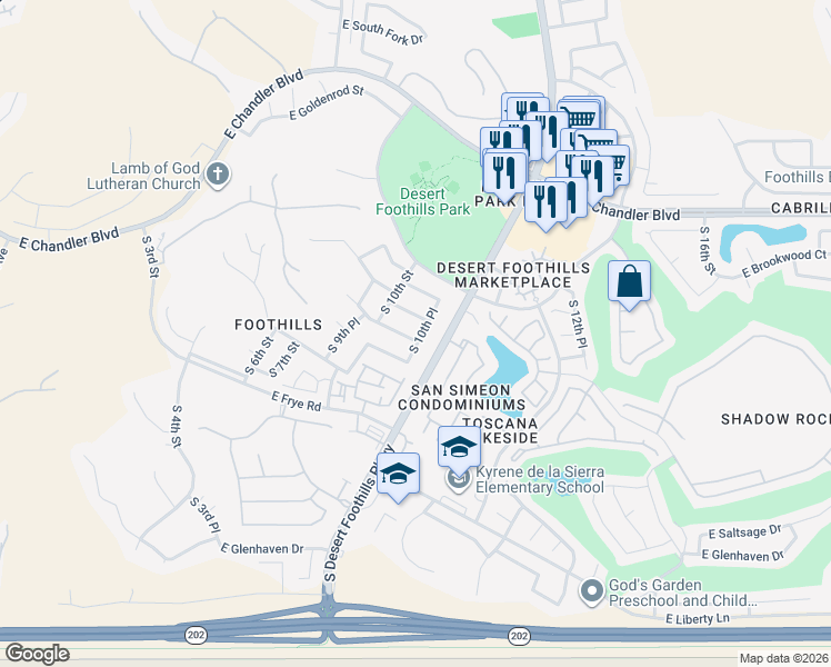 map of restaurants, bars, coffee shops, grocery stores, and more near 1019 East Hiddenview Drive in Phoenix