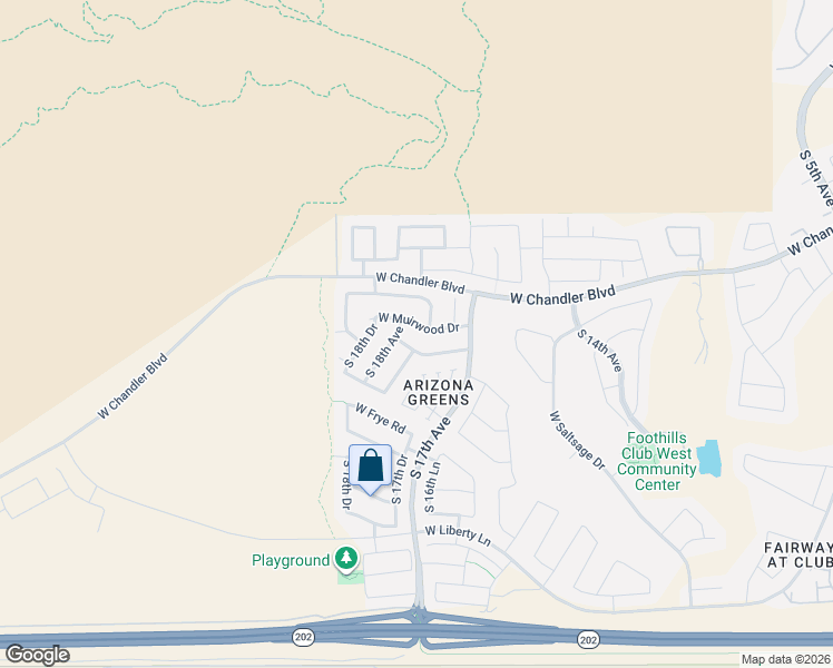map of restaurants, bars, coffee shops, grocery stores, and more near 16006 South 18th Avenue in Phoenix