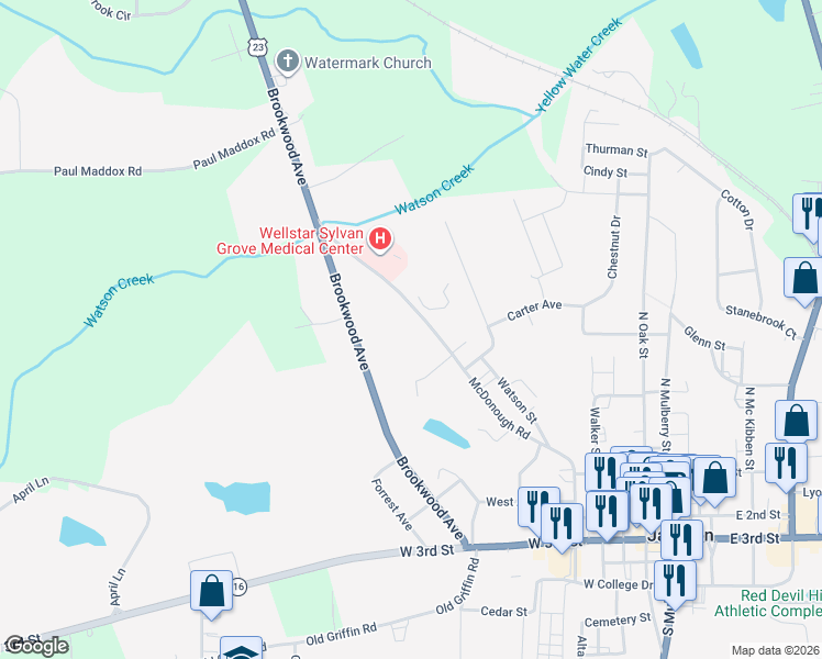 map of restaurants, bars, coffee shops, grocery stores, and more near 849 McDonough Road in Jackson