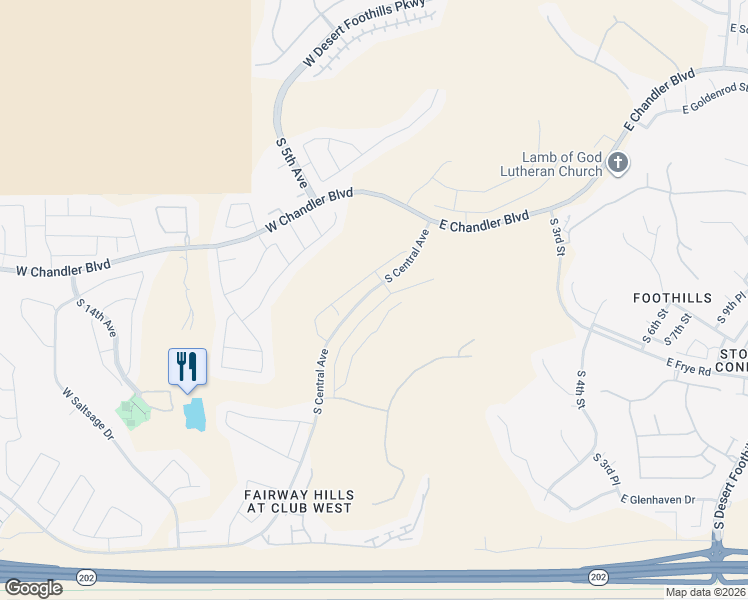 map of restaurants, bars, coffee shops, grocery stores, and more near 16032 South 1st Street in Phoenix