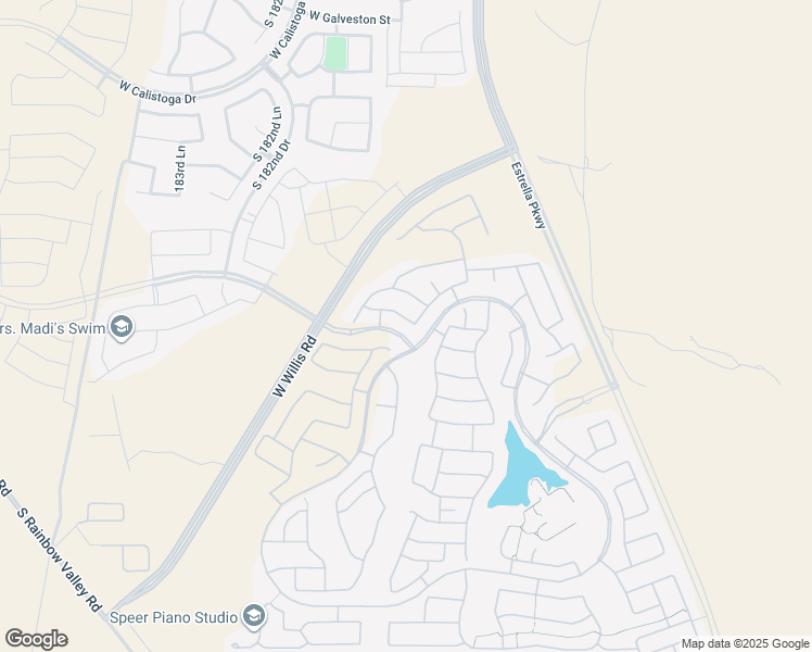 map of restaurants, bars, coffee shops, grocery stores, and more near 18011 W MUIRWOOD DR in Goodyear