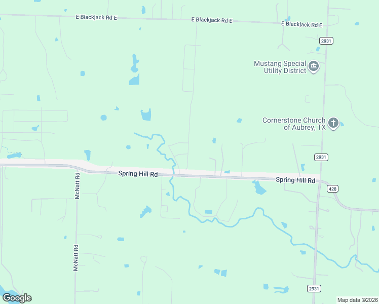 map of restaurants, bars, coffee shops, grocery stores, and more near 2220 Spring Hill Road in Aubrey