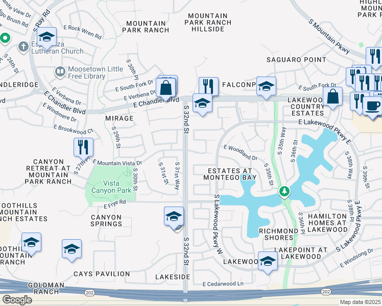 map of restaurants, bars, coffee shops, grocery stores, and more near 3211 East Mountain Vista Drive in Phoenix