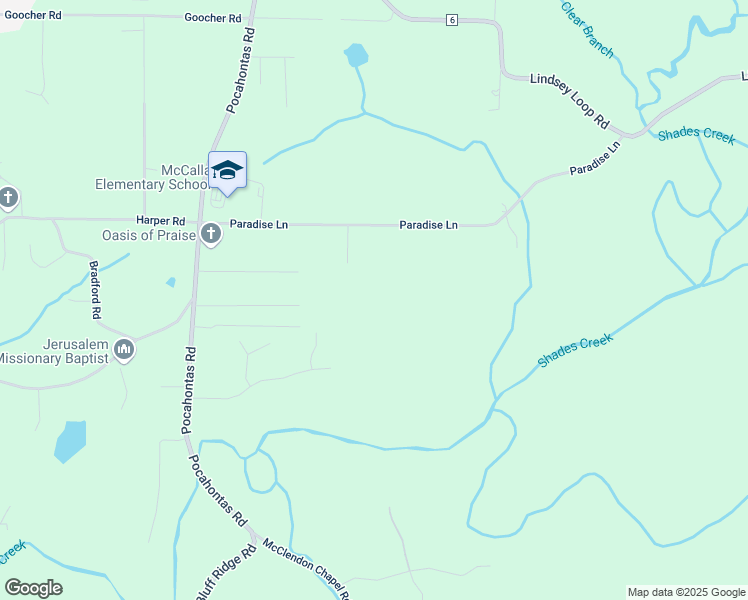 map of restaurants, bars, coffee shops, grocery stores, and more near 4094 Paradise Lane in Bessemer