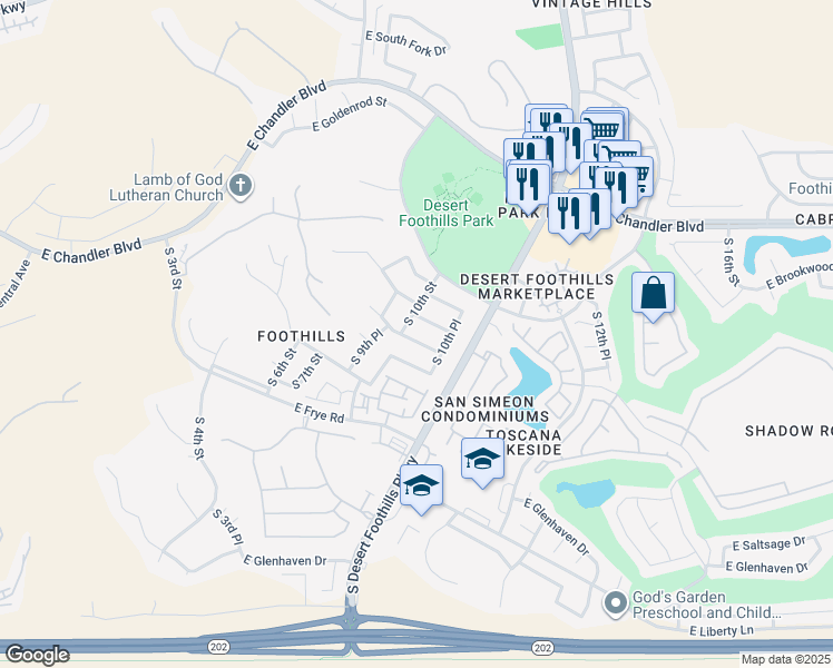 map of restaurants, bars, coffee shops, grocery stores, and more near 1019 East Hiddenview Drive in Phoenix