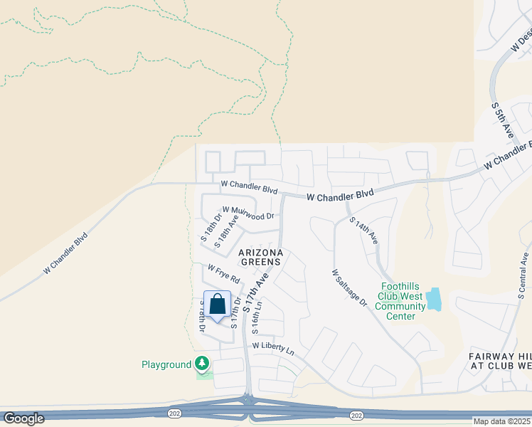 map of restaurants, bars, coffee shops, grocery stores, and more near 16009 South 17th Lane in Phoenix