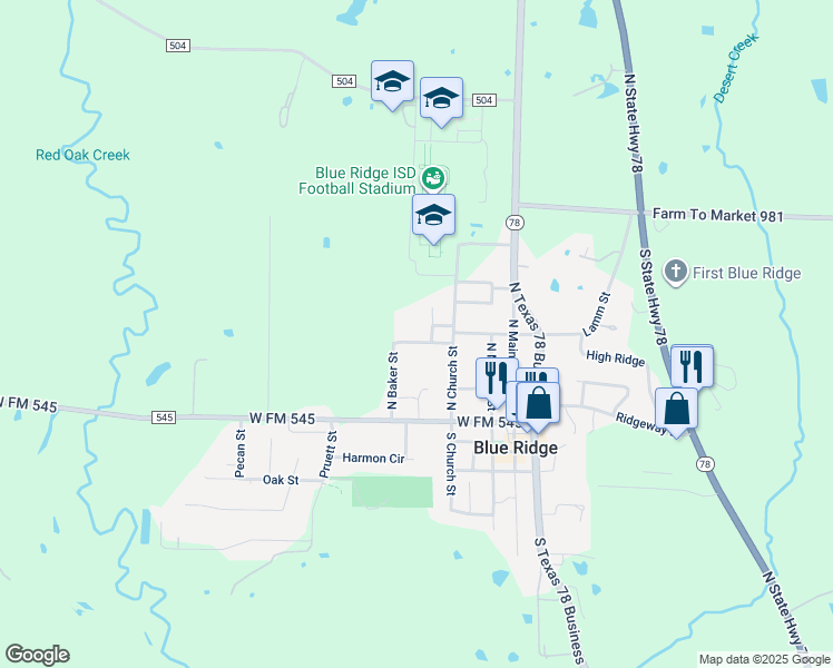 map of restaurants, bars, coffee shops, grocery stores, and more near 502 White Street in Blue Ridge
