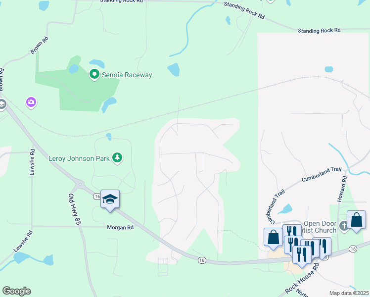 map of restaurants, bars, coffee shops, grocery stores, and more near 70 Duck Drive in Senoia