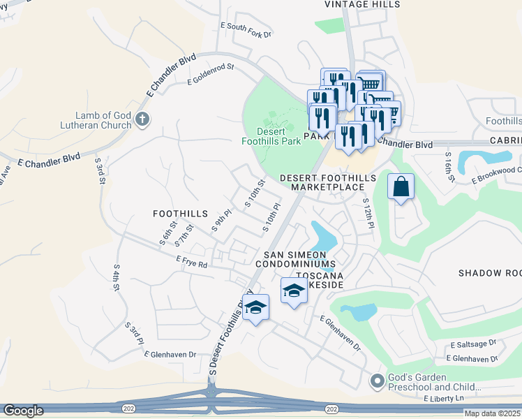map of restaurants, bars, coffee shops, grocery stores, and more near 1019 East Hiddenview Drive in Phoenix