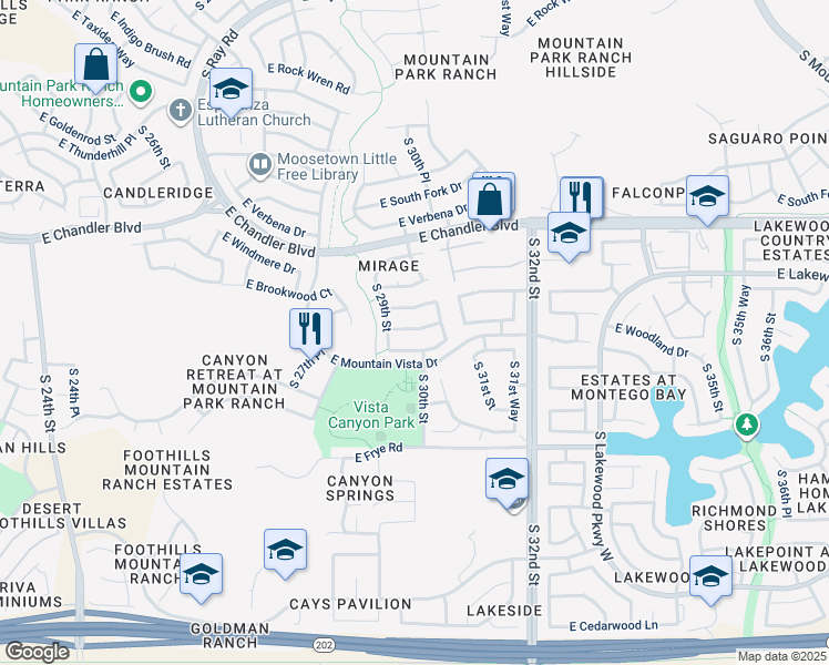 map of restaurants, bars, coffee shops, grocery stores, and more near 3003 East Muirwood Drive in Phoenix