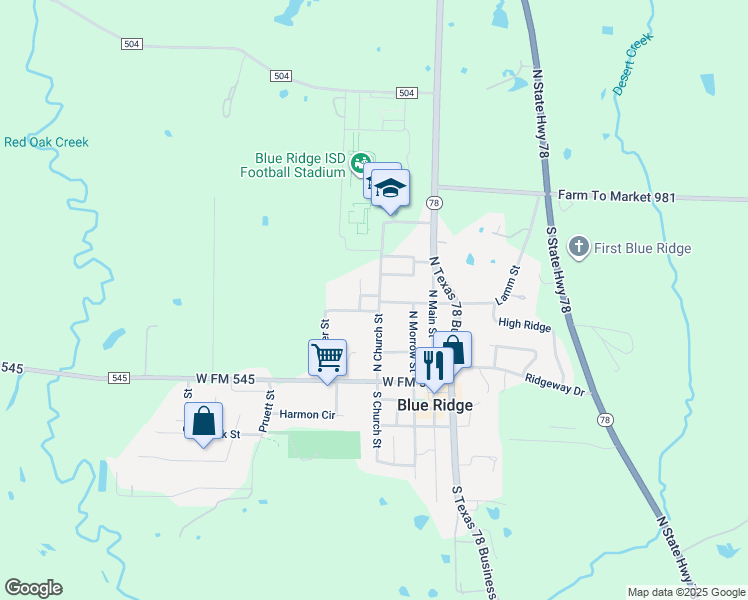 map of restaurants, bars, coffee shops, grocery stores, and more near 502 White Street in Blue Ridge