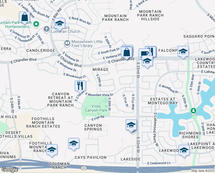 map of restaurants, bars, coffee shops, grocery stores, and more near 3003 East Muirwood Drive in Phoenix