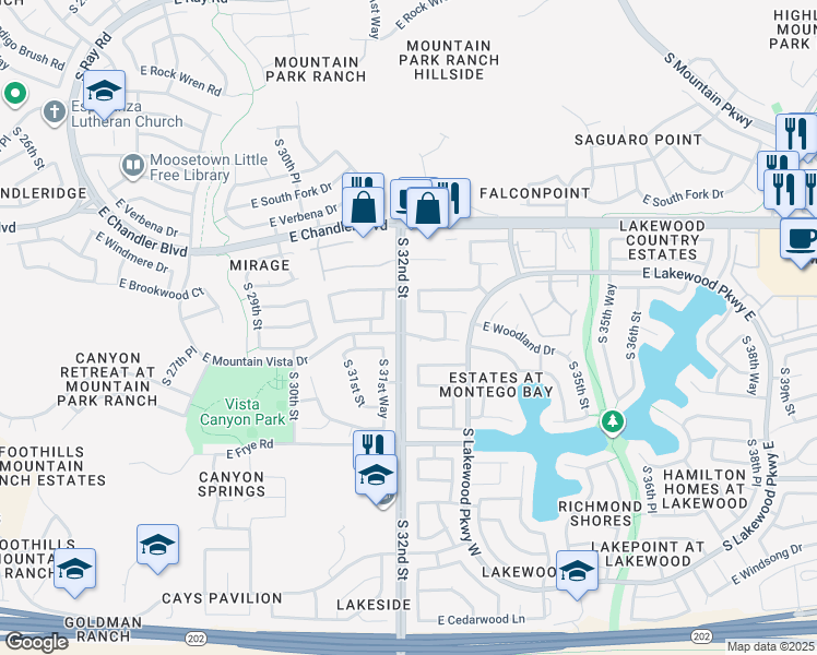 map of restaurants, bars, coffee shops, grocery stores, and more near 3211 East Mountain Vista Drive in Phoenix