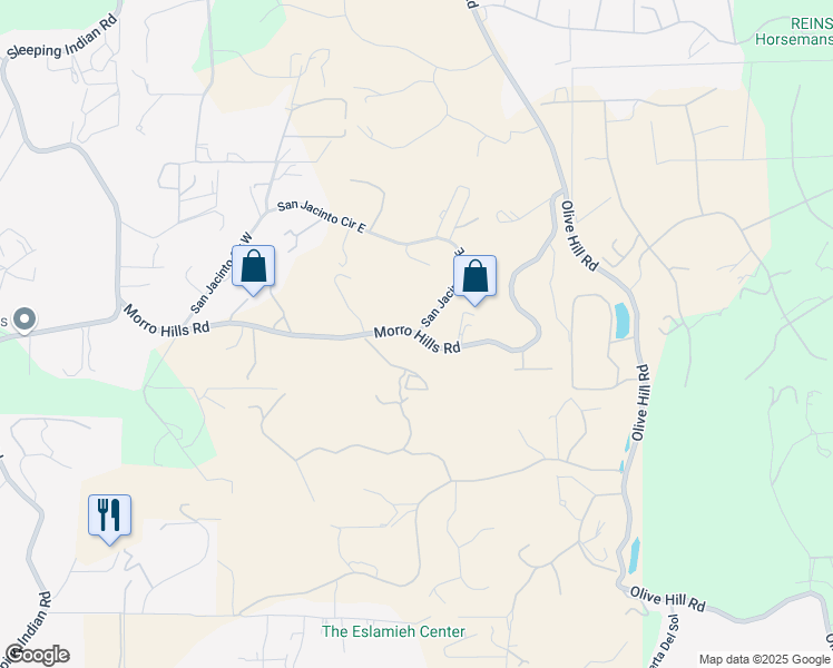 map of restaurants, bars, coffee shops, grocery stores, and more near 5260 San Jacinto Circle West in Fallbrook