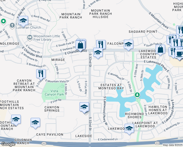 map of restaurants, bars, coffee shops, grocery stores, and more near 3211 East Mountain Vista Drive in Phoenix