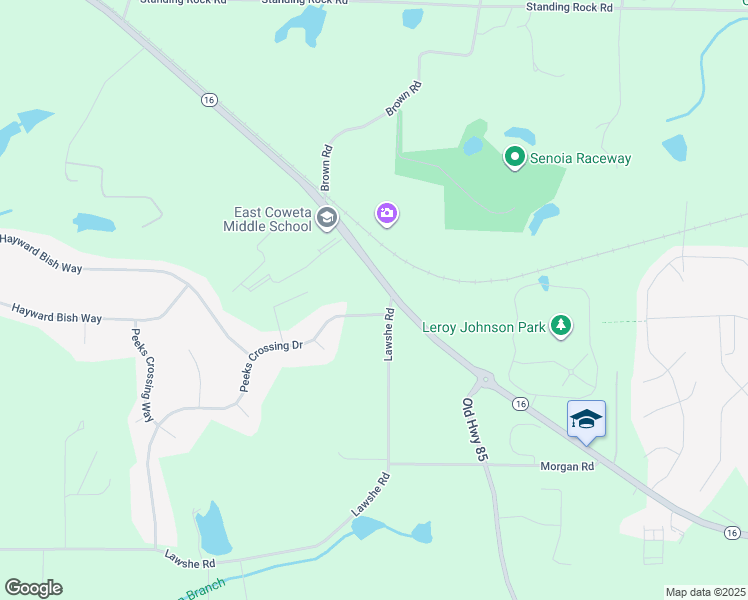 map of restaurants, bars, coffee shops, grocery stores, and more near 21 Peeks Crossing Drive in Senoia
