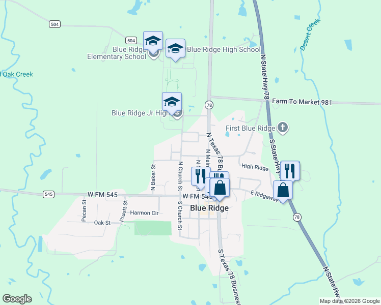 map of restaurants, bars, coffee shops, grocery stores, and more near 309 Lamm Street in Blue Ridge